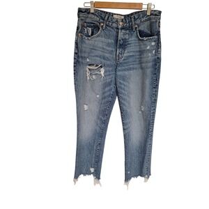 FREE PEOPLE Jeans Womens Vintage High Rise Distressed Boho Grunge Denim Size 28